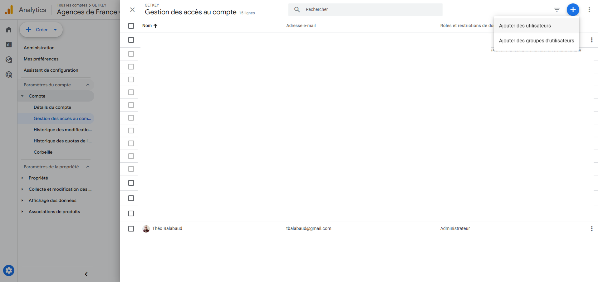 Ajout d’utilisateurs GA4 - bouton +