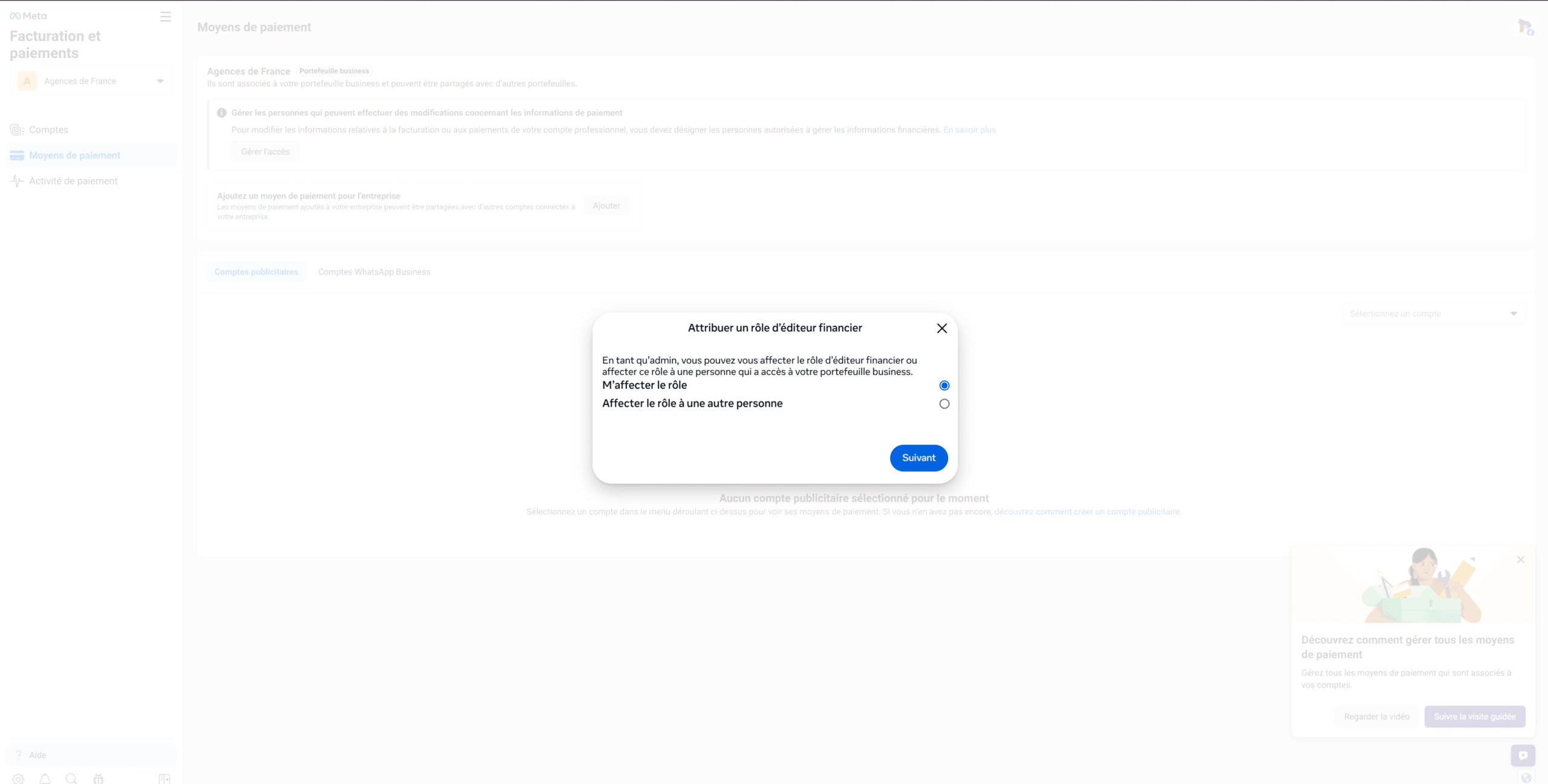 Affecter rôle d’éditeur financier